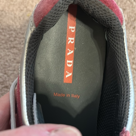 Prada Italy Red Stripe with silver leather and dark pink suede size 39 (US WM 9) - Picture 8 of 13